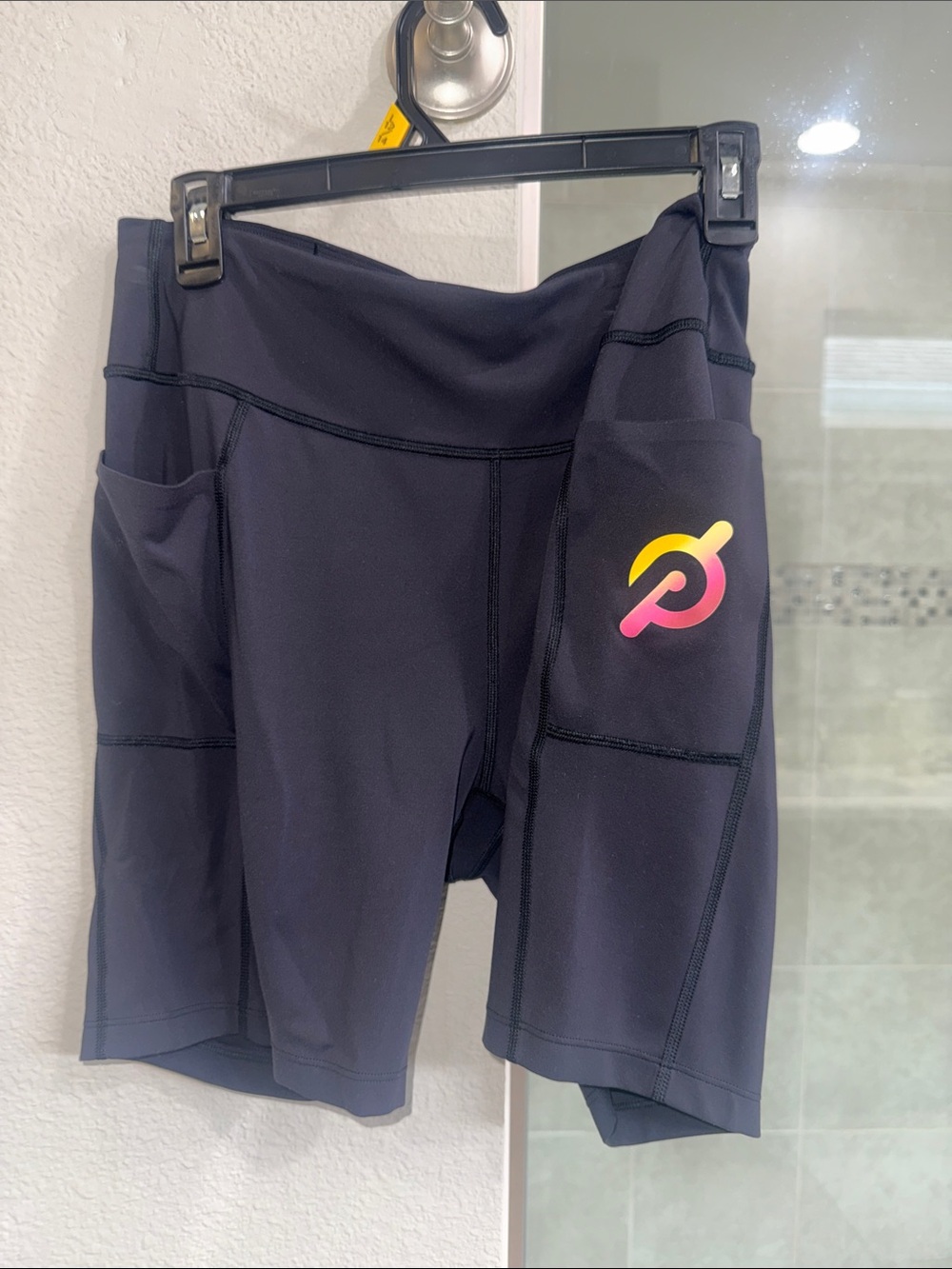 Peloton Black Women's Bike Shorts with Gradient Logo Size 1X